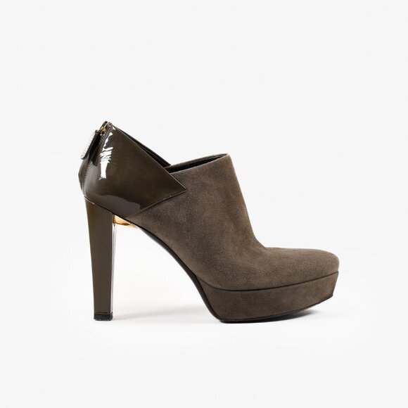 Gucci Green Patent Leather and Suede Booties - Picture 1 of 11